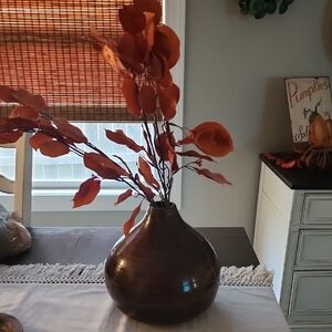 Elegant Brown Vase with Orange Accents
